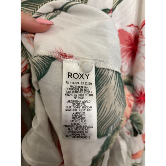 Roxy Top Womens L Empire State View Wrap Marshmallow Tropical Love Long Sleeve - Picture 6 of 7